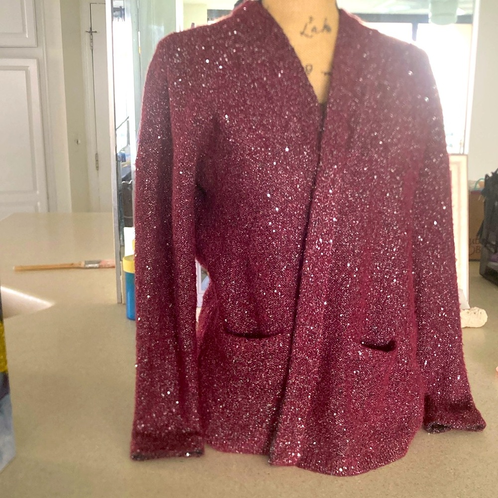 Gerard Darel Blazer, Sweater with Sparkles, Wool, Size 2/42/XL